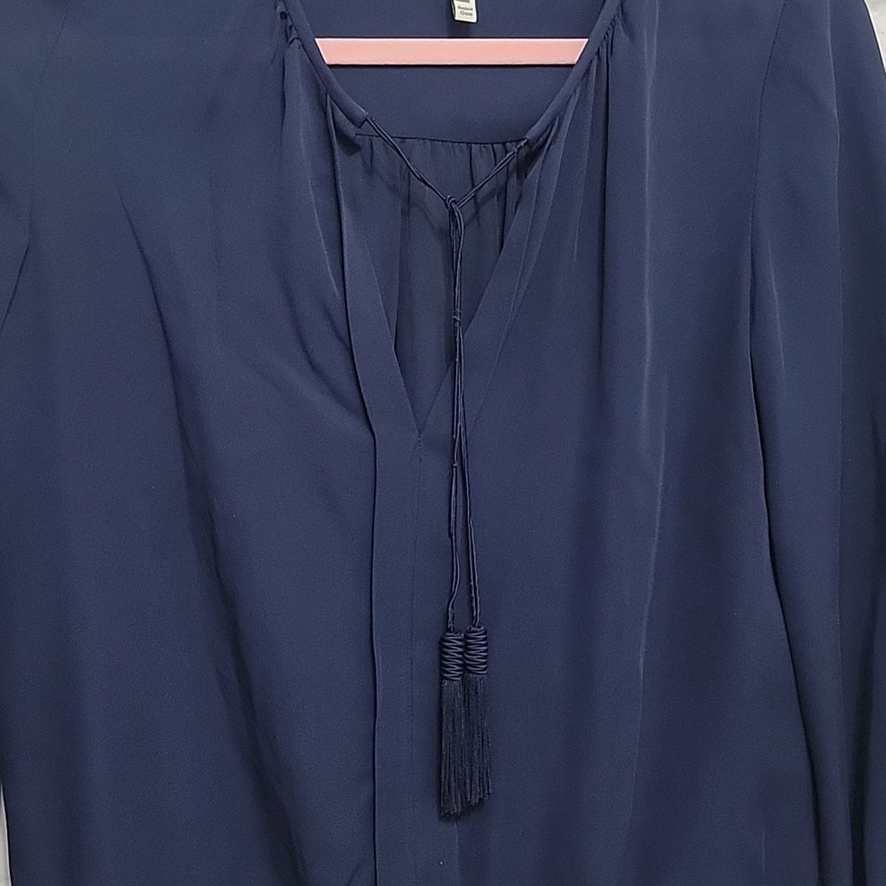 Joie Deep Blue Silk Blouse with Tassel Details - Picture 10 of 14